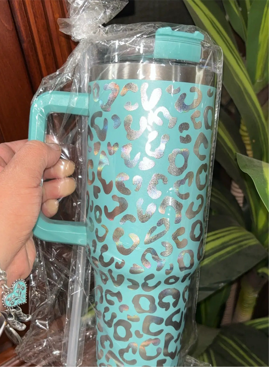 Turquoise Leopard Tumbler